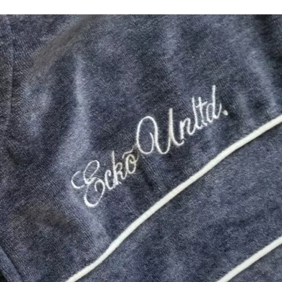 Ecko UnItd Mens Full Zip Long Sleeve Velour Track Jacket Size XL Blue Spell-out. - Picture 8 of 9